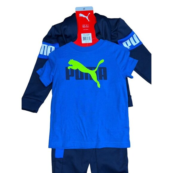 Puma Toddler Boys' 3-Piece Tracksuit Set Size 3T Blue & Navy - Picture 10 of 11